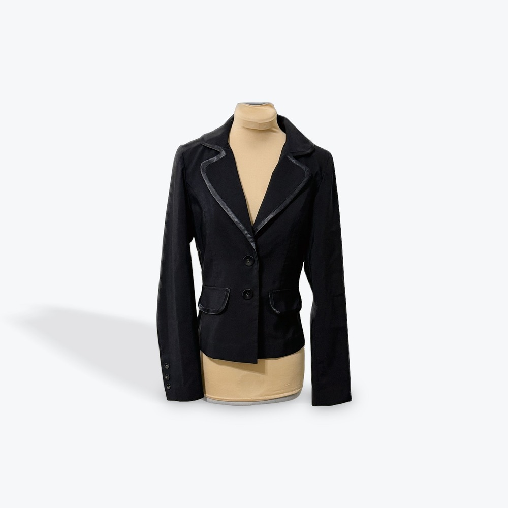 Rampage Clothing Co Black Faux Leather Trim Blazer‎ Jacket Women's Size S